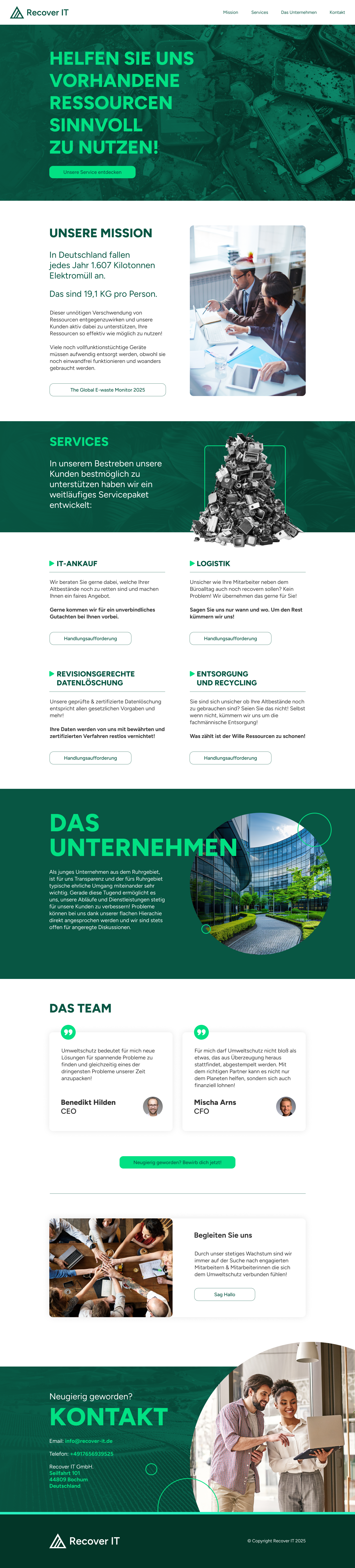 Recover IT home page website design
